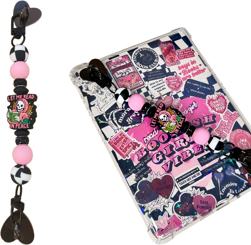 CuddleJunk Strap for E-Reader, Cute Silicone Beaded Grip Chain Charm for Kindle, Accessories for E-book Reader, E-Reader Device Hand Strap, Bookish Gift - Image 1